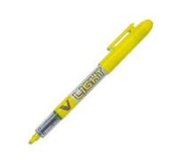 PILOT V-LIGHT - Evidenziatore tascabile, punta smussata, inchiostro liquido, colore giallo, confezione da 12