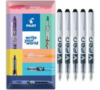 PILOT V PEN - Penna stilografica cancellabile usa e getta, punta da 0,6 mm, tratto medio, in confezione regalo, confezione da 5, inchiostro nero