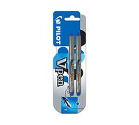 Pilot V-Pen Silver - Confezione da 2 penne stilografiche usa e getta, punta media, colore: Blu