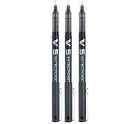 Pilot V5 BX - Penna a sfera Hi Tecpoint, punta da 0,5 mm, tratto 0,3 mm, confezione da 3, colore: Nero