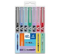 PILOT V5 Hi-Tecpoint - Penna roller a punta fine da 0,5 mm, inchiostro nero, blu, azzurro, verde, viola, rosa e rosso, 7 pezzi