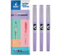 Pilot V5 Hi-Tecpoint - Penna roller con punta fine da 0,5 mm, confezione da 3, colore: viola