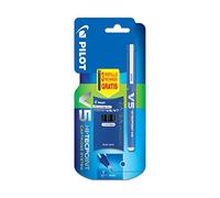 Pilot V5 sistema di cartucce inchiostro liquido Rollerball penna singolo punta, con 3 ricariche, colore: nero V5 Hi Tech Blue