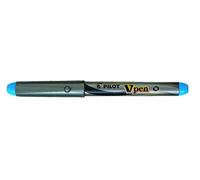 Pilot VPen Stylo plume jetable Corps argent Pointe 0,58 mm Bleu clair