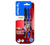 Pilot x Naruto Shipudden - Set di 3 penne a sfera FriXion Ball cancellabili, edizione limitata Naruto Shipudden, penne roller ricaricabili, nero, blu, rosso, punta media