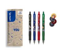 PILOT x ONE PIECE - 4 G2 + 4 Adesivi - Roller Gel - Edizione Limitata | Tinta Gel - Retrattile e Ricaricabile - Edizione Limitata One Piece - Nero, Blu, Rosso, Verde - Punta Media (0,7mm)