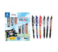 PILOT x ONE PIECE - Confezione da collezione 3 Frixion Ball + 3 FriXion Ball Plus + 4 adesivi - Penne cancellabili - Edizione limitata One Piece - Roller ricaricabili - Nero, Blu, Rosso - Punta media