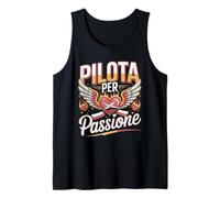 Pilota per Passione Cuore Aereo Ali Fuoco Canotta