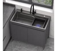 Pilozza da Esterno con Mobile 68cm - Lavello da Giardino in Acciaio Inox 1 Vasca Singola con Miscelatore, Mobiletto Lavatoio per Spazi Esterni, Garage e Campeggio
