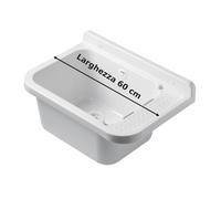 Pilozzo a muro in PP da 60x34 cm, colore bianco, comprensivo di kit di scarico autopulente e kit di fissaggio a muro