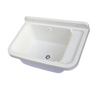 Lavabo lavatoio in resina antiurto per esterno cm 60x48x28h completo accessori