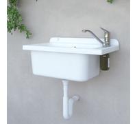 Pilozzo lavandino a muro in polipropene 58 cm. Pilozzi lavanderia sospeso bianco