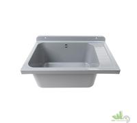 PILOZZO LAVELLO A MURO ESTERNO GRIGIO LUCIDO CON IT SCARICO AUTOPULENTE 58x38 CM