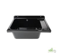 PILOZZO LAVELLO A MURO ESTERNO NERO LUCIDO CON IT SCARICO AUTOPULENTE 58x38 CM