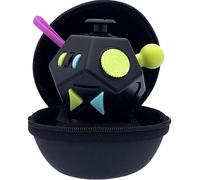 PILPOC Fidget Cube a 12 Lati (Nero e Mix) - Cubo Antistress Adulti e Bambini in Versione Deluxe - Fidget Box con Custodia Protettiva Premium - Stress Toy Ideale per Ansia, ADHD, OCD e Autismo