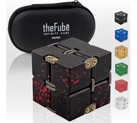 PILPOC theFube Cubo Infinito (Nero e Rosso) - Cubo Antistress Adulti e Bambini in Alluminio Deluxe - Fidget Cube con Custodia Protettiva Premium - Magic Cube Ideale per Ansia, Stress, ADHD e OCD