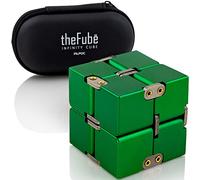 PILPOC theFube Infinity Cube Fidget Desk Toy - Cubo magico infinito in alluminio di alta qualità con custodia esclusiva, robusto, pesante, allevia lo stress e l'ansia, per ADD, ADHD, OCD (verde)