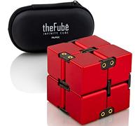 PILPOC theFube Infinity Cube Fidget Desk Toy - Cubo magico infinito in alluminio di alta qualità con custodia esclusiva, robusto, pesante, allevia lo stress e l'ansia, per ADD, ADHD, OCD (rosso)