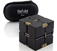 PILPOC theFube Infinity Cube Fidget Desk Toy - Cubo magico infinito in alluminio di alta qualità con custodia esclusiva, robusto, pesante, allevia lo stress e l'ansia, per ADD, ADHD, OCD (nero)