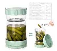 PILSAMAS Barattolo Per Sottaceti con Colino con 100 Etichette - Barattoli Cucina Grandi 1.5L con Coperchio, Barattoli Vetro con Coperchio，Barattoli Vetro Ermetici, Contenitori per Kimchi