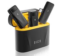 PILSAMAS Mini microfono lavalier wireless da bavero per Android, iPhone 15 Pro Max, confezione da 2, batteria 32H, cancellazione del rumore, microfono USB C, microfono a clip per iPhone per
