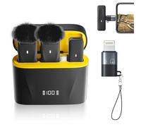 PILSAMS Microfono Lavalier Wireless, Mini Microfono per iPhone con Custodia di Ricarica -Set di 2, 48khz 32bit, 100ft- Microfono Wireless, Microfono Portatile per Vlogging Video Podcast Registrazione
