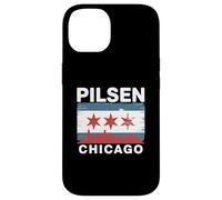 Pilsen, Chicago, quartiere, orgoglio, bandiera, skyline città, Illinois Custodia per iPhone 14