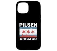 Pilsen, Chicago, quartiere, orgoglio, bandiera, skyline città, Illinois Custodia per iPhone 15