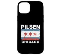 Pilsen, Chicago, quartiere, orgoglio, bandiera, skyline città, Illinois Custodia per iPhone 15 Plus