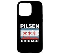 Pilsen, Chicago, quartiere, orgoglio, bandiera, skyline città, Illinois Custodia per iPhone 15 Pro Max