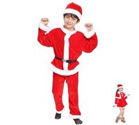 PILUZEAT Costume da Babbo Natale per Bambini Bambino Bambina Rosso para Gioco di Capodanno Carnevale di Cosplay Mascherata Carnevale Festa a Tema per Famiglie 100-160 CM