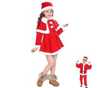 PILUZEAT Costume da Babbo Natale per Bambini Bambino Bambina Rosso Vestito para Gioco di Capodanno Carnevale di Cosplay Mascherata Carnevale Festa a Tema per Famiglie 100-160 CM