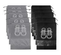 pilyero 10 Pezzi Sacchetti per Scarpe, Sacchetti Scarpe Viaggio, Organizer Scarpe, Accessori da Viaggio, Attrezzo di Utilità con Coulisse per Pantofole, Scarpe di Pelle, Scarpe di Tela (Nero, Grigio)