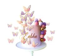 Pilyero 47 Pezzi Decorazioni Torta Compleanno, Farfalle Decorative Torta, con 22 Palloni Decorativi E 25 Farfalle Decorative, Perfetto per Decorare Vari Dolci E Feste Fai-Da-Te