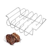 pilyero Supporto per Costine, Porta Costine per Barbecue, Supporto Costine BBQ, Acciaio Inossidabile, può Contenere 5 Cotolette, Adatto per Bistecca di Agnello Braciole Barbecue All'aperto 33x29x8cm