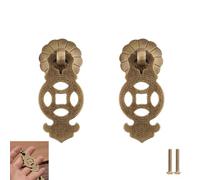 PILYON Maniglia Armadio 2 Pz Cassetto In Stile Cinese Maniglia Piccola Maniglia Per Porta Dell'Armadio Monoforo Maniglia In Ottone Puro, Tipo A Color Bronzo
