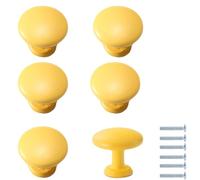 PILYON Maniglia Del Cassetto 6 Pezzi Manopole E Maniglie Per Guardaroba Manopole Per Porte Dell'Armadio Dei Bambini Manopole Per Cassetti Maniglie Colorate,Giallo 27 * 27mm