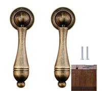 PILYON Maniglia Della Cucina Pomello2 Pz Maniglia In Ottone Puro A Forma Di Goccia Tag Cassetto Porta Dell'Armadio Ciondolo Maniglia Piccola A Foro Singolo, Grande Colore Bronzo
