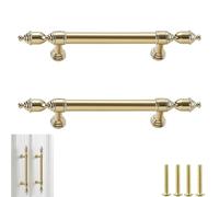 PILYON Maniglia Dell'Armadio 2Pezzi Pomelli Per Guardaroba In Ottone E Tiranti Pomelli Per Porte Dell'Armadio Vintage In Oro Lucido Puro Ottone Passo 224 Fori/Oro