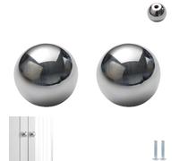 PILYON Maniglie Armadio 2Pezzi Pomelli E Pomelli Rotondi In Ottone Pomelli Per Porte Armadio Cassetto Armadio Cromato Ottone Puro Tira Argento Brillante Diametro20mm