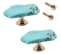 PILYON Maniglie Per Mobili 2 Pezzi Ottone Naturale Turchese Raccordi Per Cassetti Maniglia Per Porta In Lega Maniglia Per Armadio Porta Pomello Per Armadio