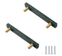 PILYON Maniglie Per Mobili Moderni 2 Pezzi Marmo Ottone Maniglia Quadrata Cristallo Nero Armadio Porta Armadio Cassetto Pomello Porta Armadio Verde 130mm