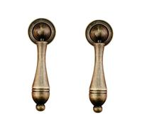 PILYON Maniglie Per Mobili Nascoste 2 Pz Maniglia In Ottone Puro A Forma Di Goccia Tag Cassetto Porta Dell'Armadio Ciondolo Maniglia Piccola A Foro Singolo, Colore Bronzo Piccolo