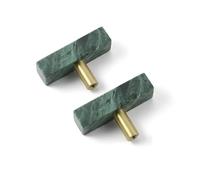 PILYON Pomelli Per Mobili Moderni 2 Pezzi Marmo Ottone Maniglia Quadrata Cristallo Nero Armadio Porta Armadio Cassetto Pomello Verde Singolo Foro