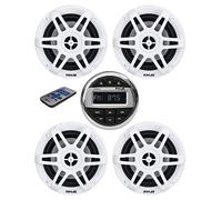 PIMAR Kit stereo con casse bianche150 WATT + telecomando presa usb radio bluetooth accessori barca gommone nautica (KIT STEREO CON 4 CASSE)