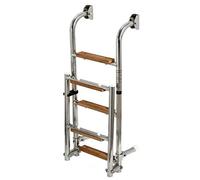 PIMAR Scaletta pieghevole lucidata a specchio inox 316 con 5 gradini in teak