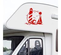 Pimastickerslab Kit 1 Adesivo Adesivi sticker per camper Mare Barca Onde Spiaggia caravan roulotte campeggio esterni carrozzeria ripara tuning accessori decal 2428 (032 Rosso, Lunghezza cm 45)