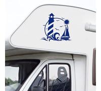 Pimastickerslab Kit 1 Adesivo Adesivi sticker per camper Mare Barca Onde Spiaggia caravan roulotte campeggio esterni carrozzeria ripara tuning accessori decal 2428 (049 Blu Royal, Lunghezza cm 45)