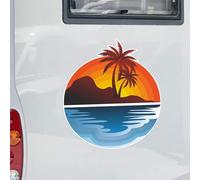 Pimastickerslab Kit 1 Adesivo Adesivi Sticker Per Camper Mare Palme Sole Mongatna Tramonto Van Roulotte Ripara Carrozzeria Copri Righe Graffi Abrasione Decalcomanie 2467 (Lunghezza cm 55)
