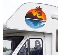 Pimastickerslab Kit 1 Adesivo Adesivi Sticker Per Camper Mare Palme Sole Mongatna Tramonto Van Roulotte Ripara Carrozzeria Copri Righe Graffi Abrasione Decalcomanie 2467 (Lunghezza cm 45)